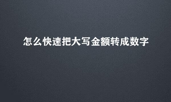 怎么快速把大写金额转成数字