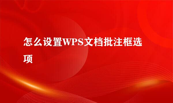 怎么设置WPS文档批注框选项
