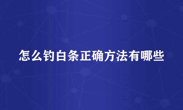 怎么钓白条正确方法有哪些