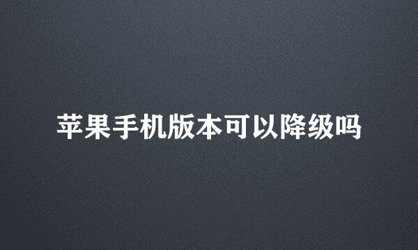 苹果手机版本可以降级吗