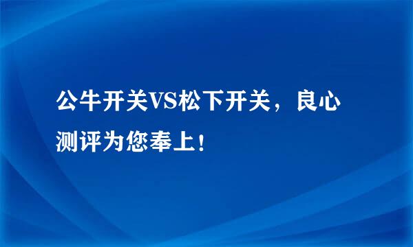 公牛开关VS松下开关，良心测评为您奉上！