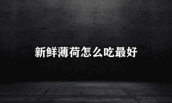新鲜薄荷怎么吃最好