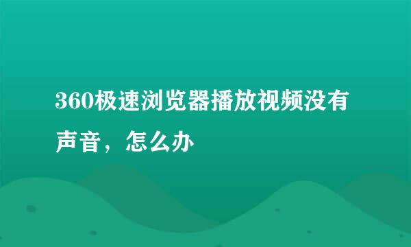 360极速浏览器播放视频没有声音，怎么办