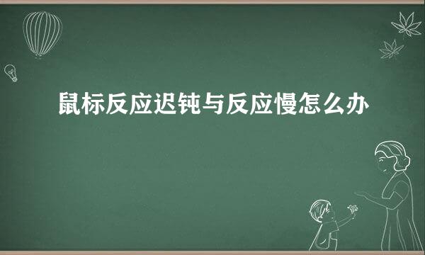 鼠标反应迟钝与反应慢怎么办