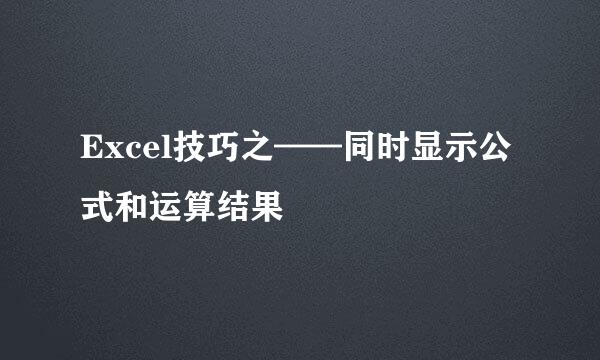 Excel技巧之——同时显示公式和运算结果