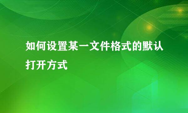 如何设置某一文件格式的默认打开方式