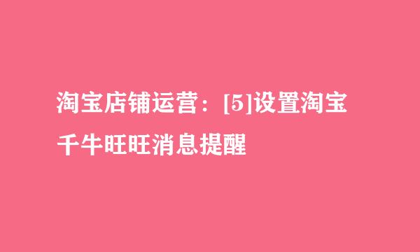 淘宝店铺运营：[5]设置淘宝千牛旺旺消息提醒