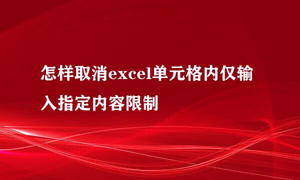 怎样取消excel单元格内仅输入指定内容限制