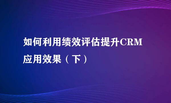 如何利用绩效评估提升CRM应用效果（下）