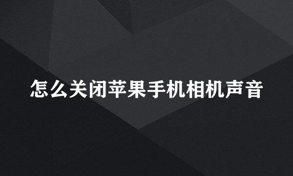 怎么关闭苹果手机相机声音