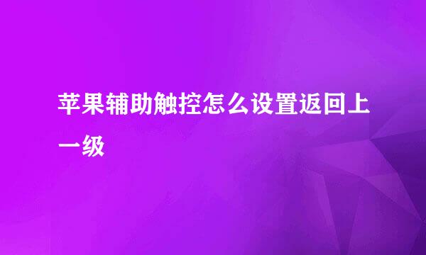 苹果辅助触控怎么设置返回上一级