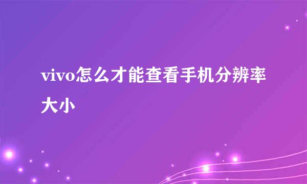 vivo怎么才能查看手机分辨率大小