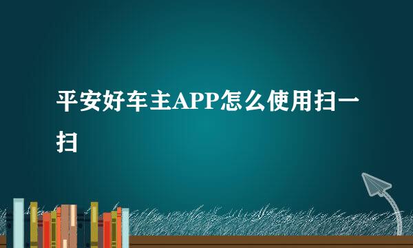 平安好车主APP怎么使用扫一扫