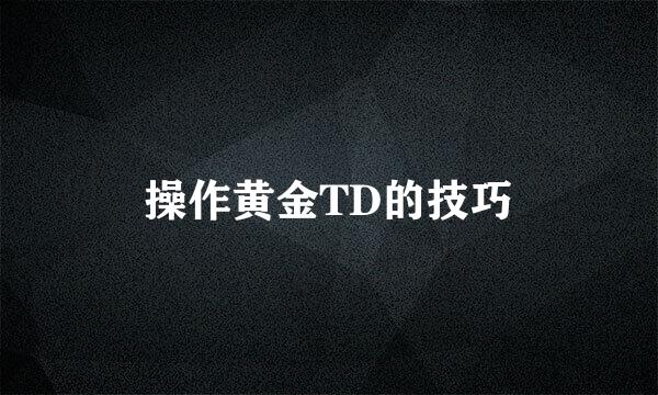 操作黄金TD的技巧