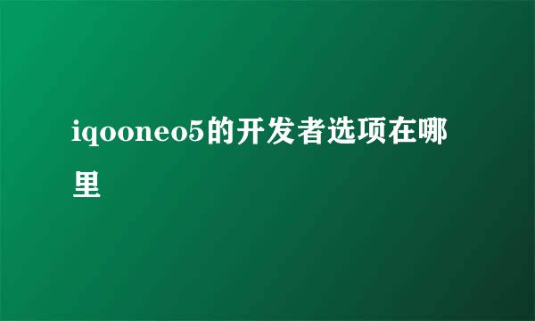 iqooneo5的开发者选项在哪里