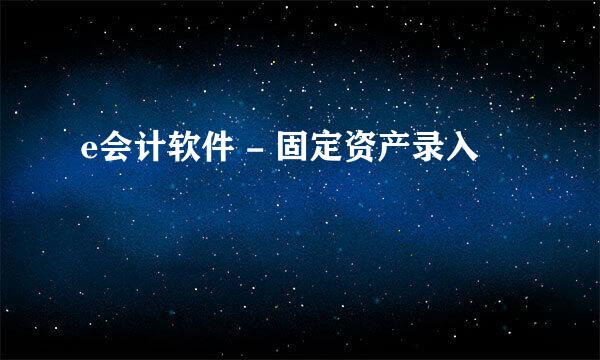 e会计软件 - 固定资产录入