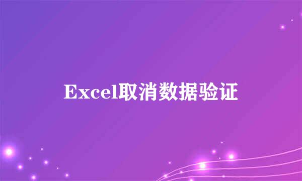 Excel取消数据验证