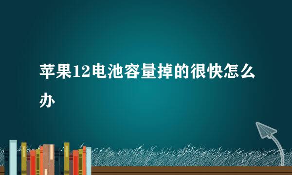 苹果12电池容量掉的很快怎么办
