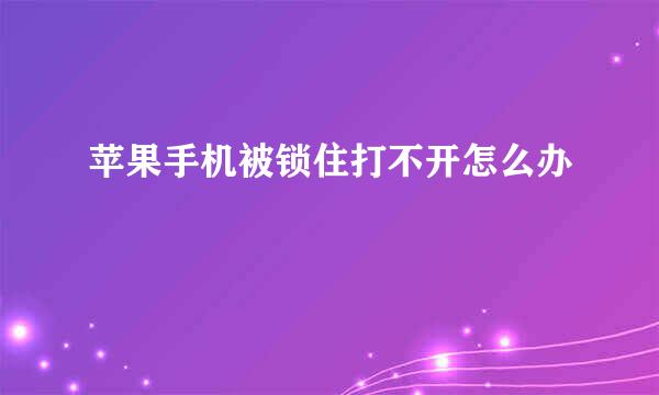 苹果手机被锁住打不开怎么办