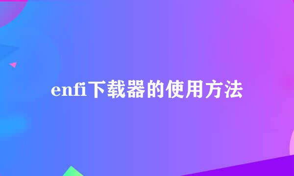 enfi下载器的使用方法
