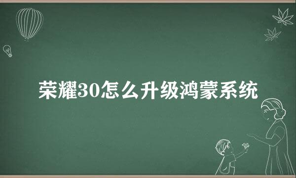 荣耀30怎么升级鸿蒙系统