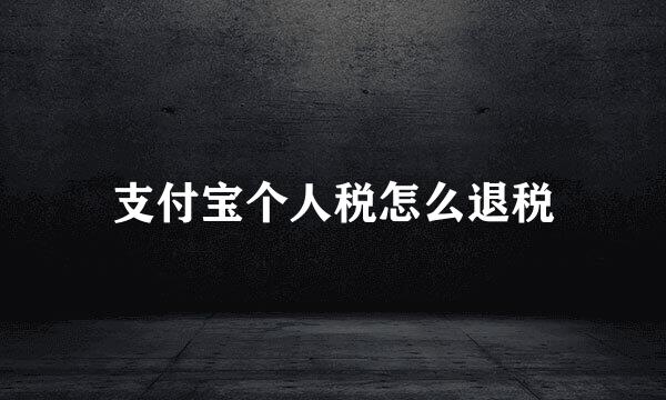 支付宝个人税怎么退税