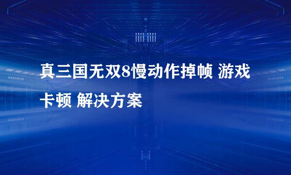 真三国无双8慢动作掉帧 游戏卡顿 解决方案