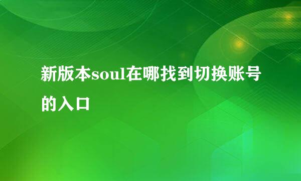 新版本soul在哪找到切换账号的入口