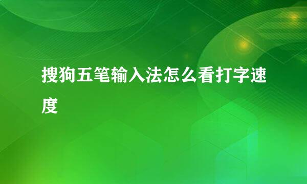 搜狗五笔输入法怎么看打字速度