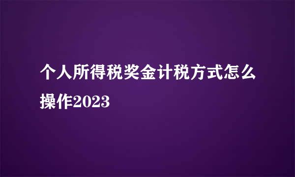 个人所得税奖金计税方式怎么操作2023