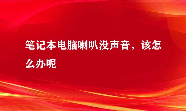 笔记本电脑喇叭没声音，该怎么办呢