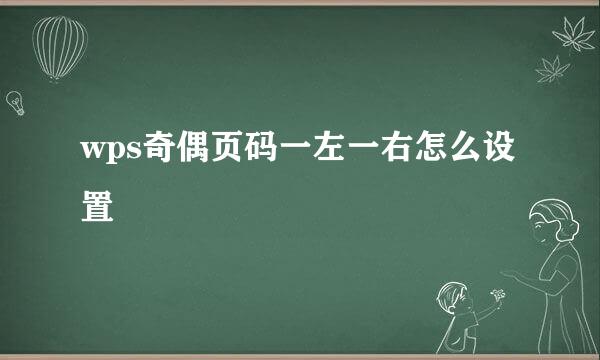 wps奇偶页码一左一右怎么设置
