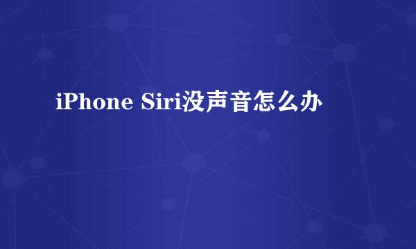 iPhone Siri没声音怎么办