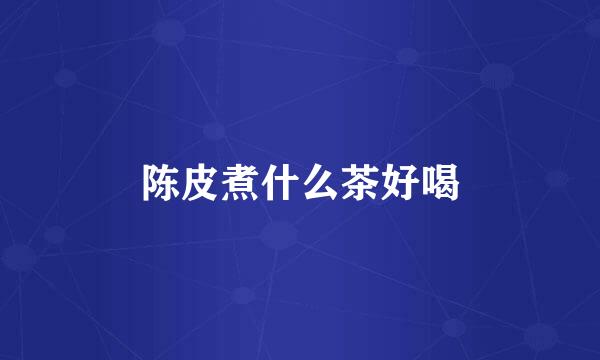 陈皮煮什么茶好喝