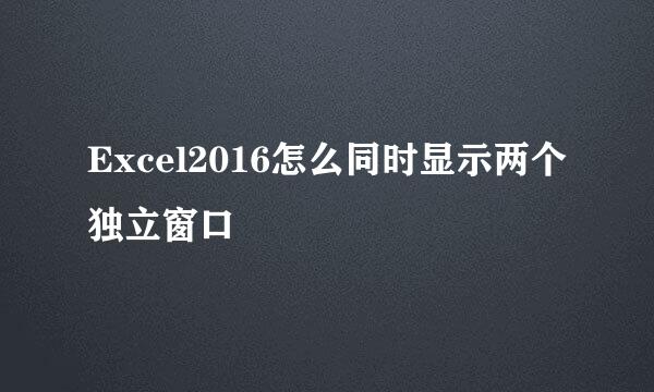 Excel2016怎么同时显示两个独立窗口
