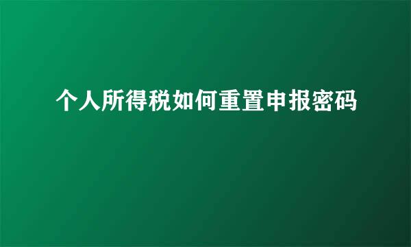 个人所得税如何重置申报密码