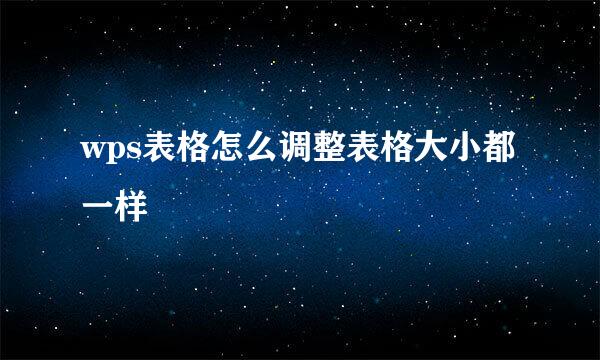 wps表格怎么调整表格大小都一样