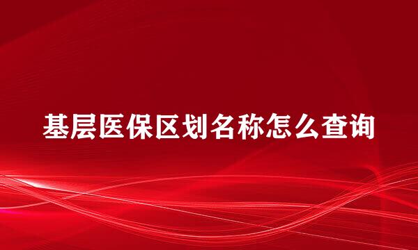 基层医保区划名称怎么查询