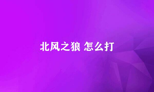 北风之狼 怎么打