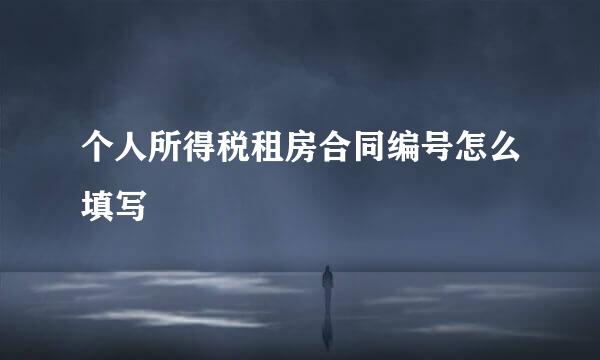个人所得税租房合同编号怎么填写