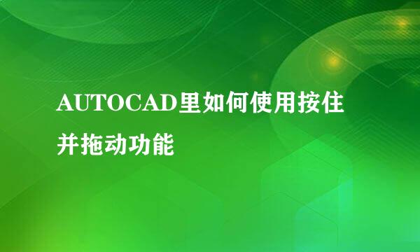 AUTOCAD里如何使用按住并拖动功能