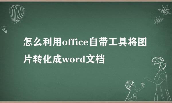 怎么利用office自带工具将图片转化成word文档