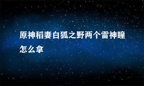 原神稻妻白狐之野两个雷神瞳怎么拿