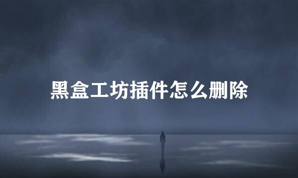 黑盒工坊插件怎么删除