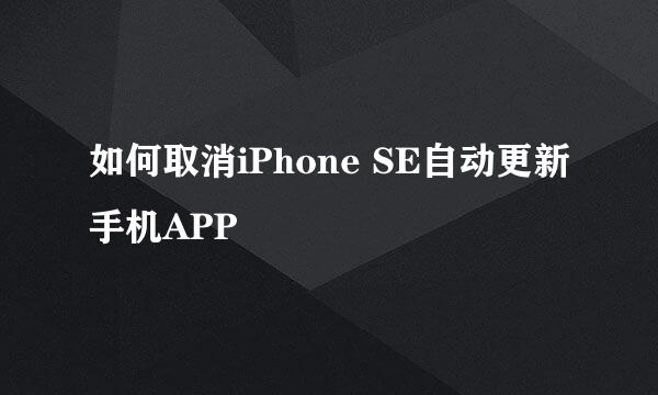 如何取消iPhone SE自动更新手机APP