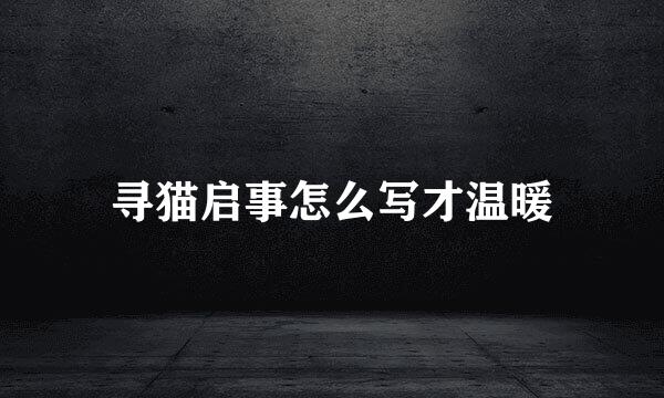 寻猫启事怎么写才温暖
