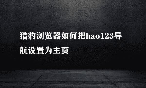猎豹浏览器如何把hao123导航设置为主页