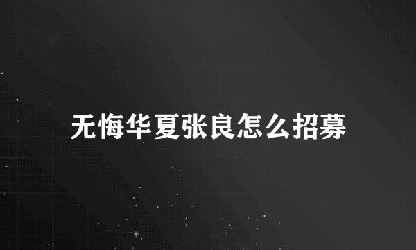 无悔华夏张良怎么招募