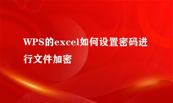 WPS的excel如何设置密码进行文件加密