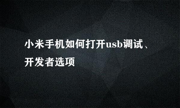 小米手机如何打开usb调试、开发者选项